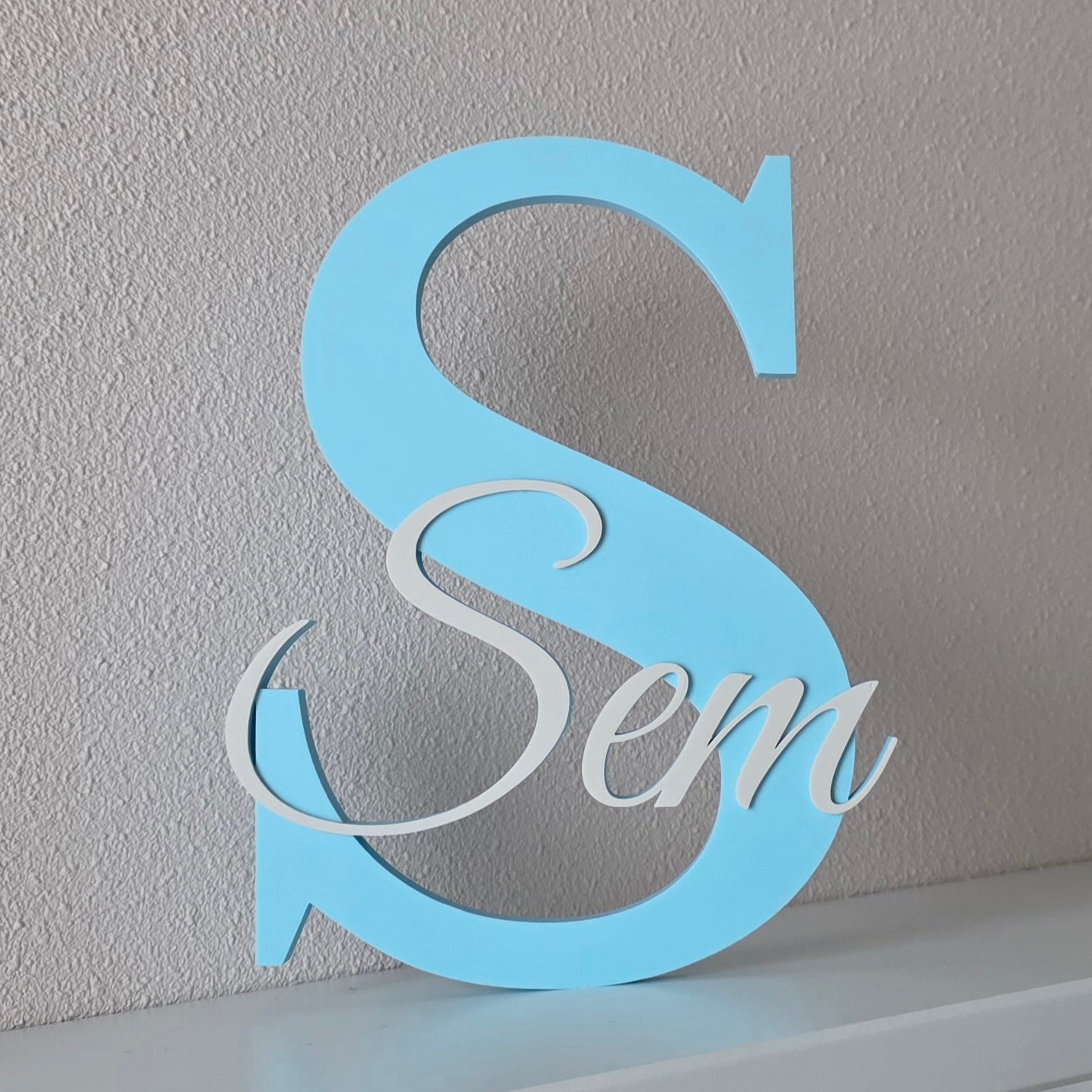Luxe baby blauwe naamletters kinderkamer wanddecoratie