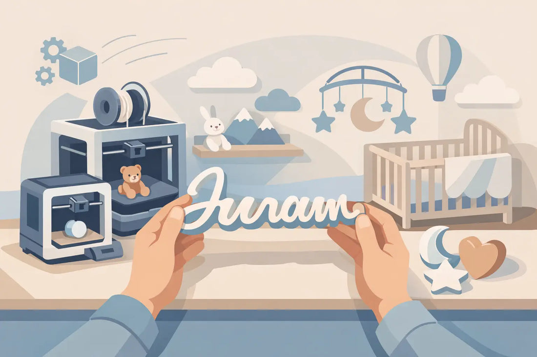 3D-geprinte naamdecoratie kiezen voor de babykamer