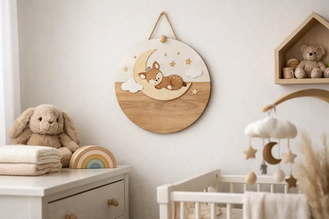 Geboortebord met naam voor de babykamer
