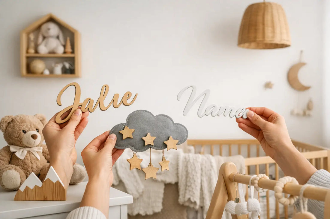 Scandinavische babykamer naamdecoratie kiezen