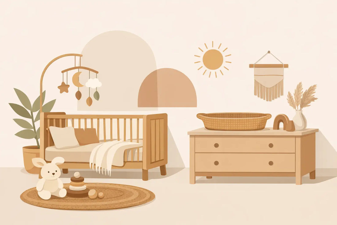 Babykamer decoratie in natuurlijke tinten