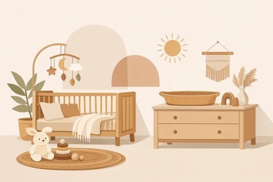 Babykamer decoratie in natuurlijke tinten