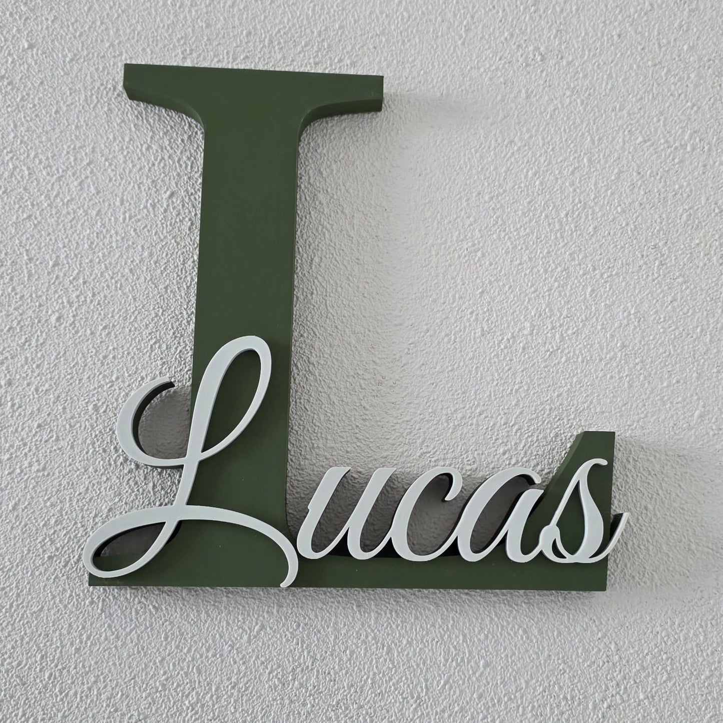 3D Naambord Olijfgroen gebroken wit