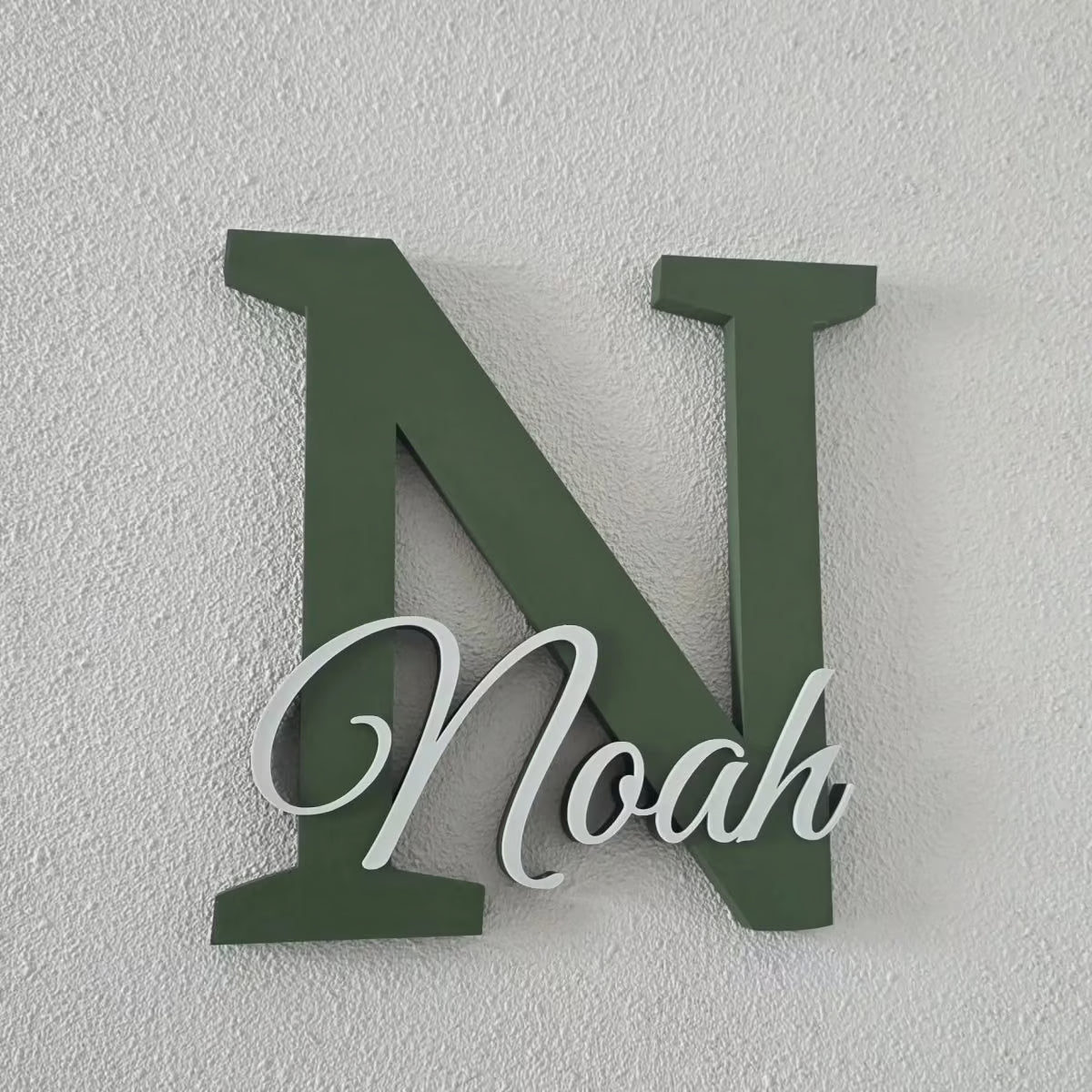 3D Naambord Olijfgroen gebroken wit