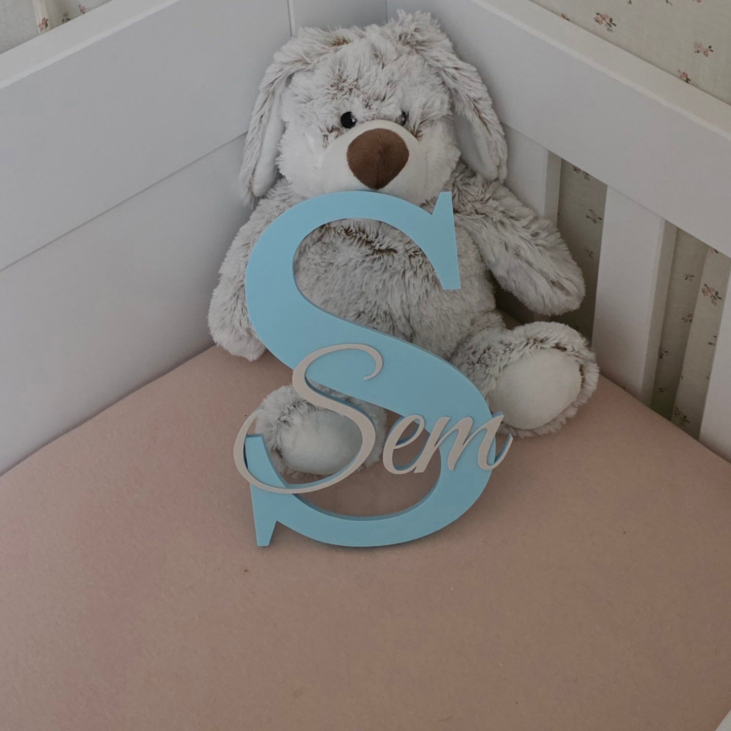 3D naamletters lichtblauw babykamer