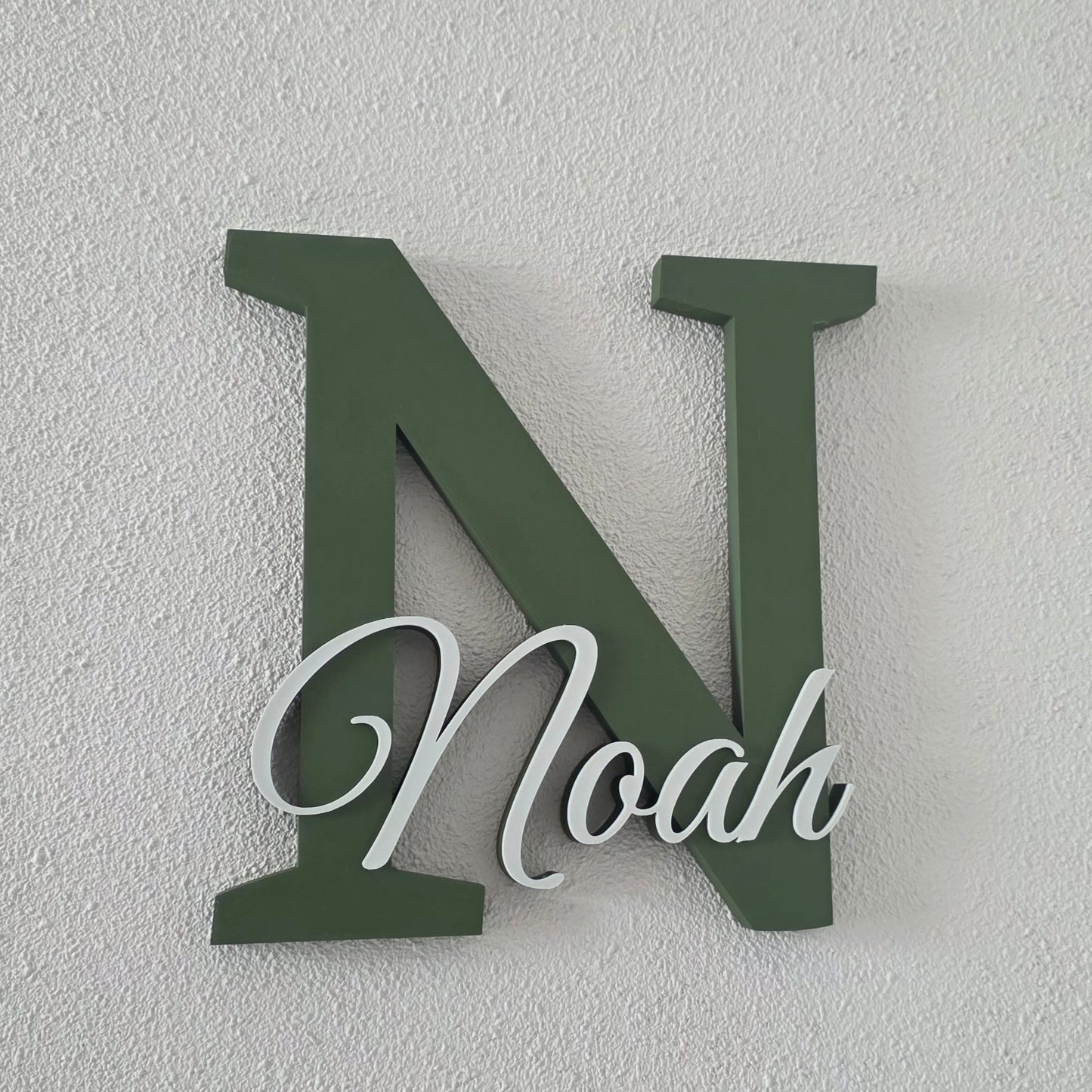 3D Naambord Olijfgroen gebroken wit